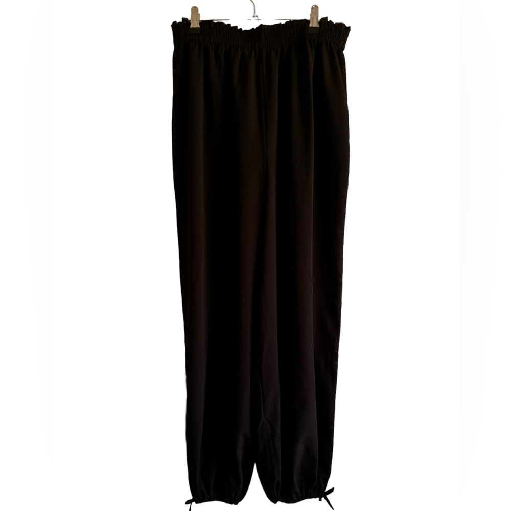 ASOS Black Joggers Pants‎ Stretch elastic waist pull on pants with tie at cuffs